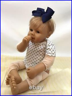 Evelyn Leman Vinyl Baby Doll 20 Blue Eyes Hair Cloth Body Dressed signed