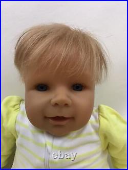 Evelyn Leman Vinyl Baby Doll 20 Blue Eyes Hair Cloth Body Dressed signed
