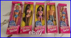 FIVE! Vintage Mattel 1995 Sparkle Beach Barbies! NEW! Super cute