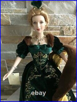 FRANKLIN MINT 15Vinyl DOLL PHOEBE Gibson Girl in Gown, Jewelry SET & Faux Stole