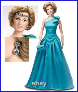 Franklin Mint 16Vinyl PRINCESS DIANA DOLL in Aquamarine Gown & Accessories NRFB