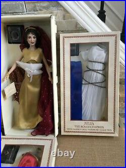 Franklin Mint 16 Vinyl Roman Empress JULIA DOLL withStand & 3 NRFB ENSEMBLES SET