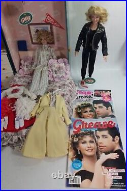 Franklin Mint Grease Sandy Doll with Bedroom Wardrobe Trunk and 7 Outfits
