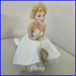 Franklin Mint Marilyn Porcelain Doll White Dress And Bench