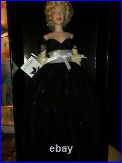 Franklin Mint Marilyn Vinyl Doll AWARDS NIGHT RARE Black Sparkle Gown LE1000