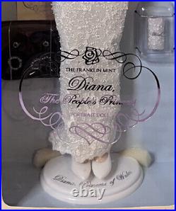 Franklin Mint Princess Diana 16 Vinyl Doll, White Lace Ball Gown, New In Box