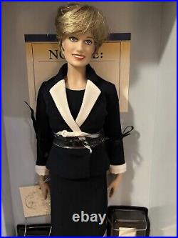 Franklin Mint Princess Diana Navy Suit Inspecting of Guard Portrait Doll in Box