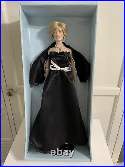 Franklin Mint Princess Diana Vinyl Doll in First Engagement Black Taffeta Gown