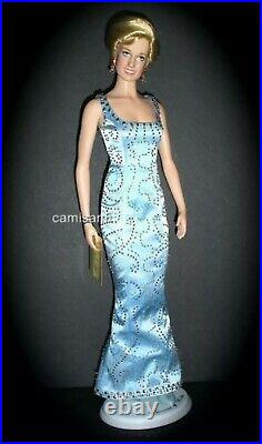 Franklin Mint, Princess Diana Vinyl Portrait Doll COA, - Blue Beaded Silk Gown LE