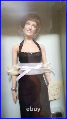 Franklin Mint Princess Diana Vinyl doll 16 black velvet dress COA limit edition