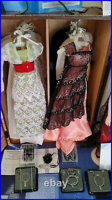 Franklin Mint Titanic Rose Collection Trunk Safe &necklace Two Dolls & Outfits