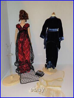 Franklin Mint Titanic Rose Vinyl Doll LOT Red Beaded/Blue Velvet/Orig Stand+Form