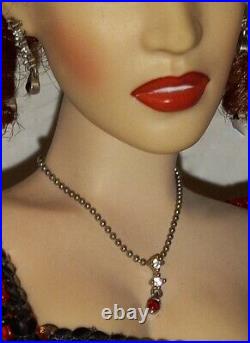 Franklin Mint Titanic Rose Vinyl Doll LOT Red Beaded/Blue Velvet/Orig Stand+Form