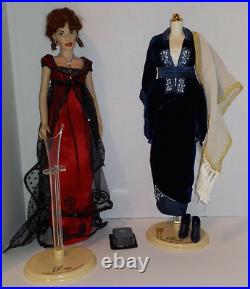 Franklin Mint Titanic Rose Vinyl Doll LOT Red Beaded/Blue Velvet/Orig Stand+Form