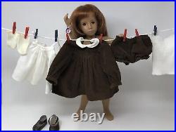 GOTZ SASHA DOLL Red Hair Corduroy Dress Pinafore Leather Shoes Vintage E Germany