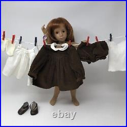 GOTZ SASHA DOLL Red Hair Corduroy Dress Pinafore Leather Shoes Vintage E Germany