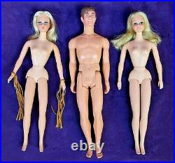 GROOVY Vintage Barbie 3 MOD TNT LIVE ACTION Barbie Ken P. J. LOT OF HIPPIE NM BIN