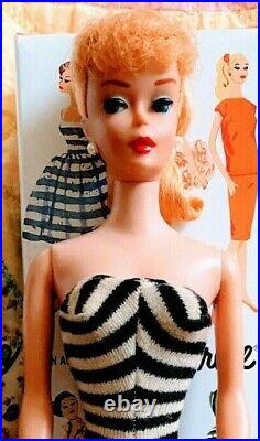 Gorgeous Vintage #5 Blonde Ponytail Barbie in Mint Repro Box withAccessories! WOW