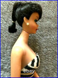 Gorgeous Vintage#5 Raven Hair Ponytail Barbie in Mint Repro Box withVintage Access