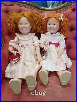 Götz doll pair of Anne Mitrani, Capucine and Myrtille, Red Head Sisters