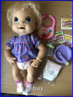 HASBRO 2006 Baby Alive Interactive Doll Soft Face Cup Spoon Bowl Diaper Food Lot