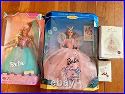 Hallmark Ornament & Barbie LOT Glinda the Good Witch Arrive 14901 Rapunzel 13016