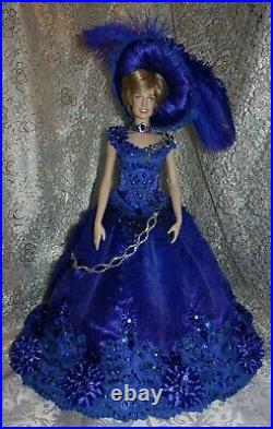 Handmade DRESS for 16 Franklin Mint Vinyl / TONNER Doll Royal Blue Gown NO doll