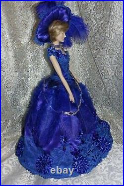 Handmade DRESS for 16 Franklin Mint Vinyl / TONNER Doll Royal Blue Gown NO doll
