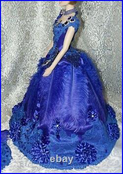 Handmade DRESS for 16 Franklin Mint Vinyl / TONNER Doll Royal Blue Gown NO doll