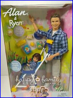 Happy Family Alan & Ryan Dad and son 2002 NRFB 56710 Mattel with Sporty Stroller