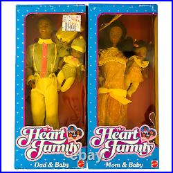Heart Family Dolls Black AA Lot of 2 Mom Dad Baby Original Box Vintage 1984 NRFB