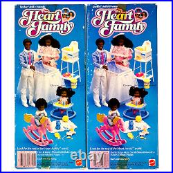 Heart Family Dolls Black AA Lot of 2 Mom Dad Baby Original Box Vintage 1984 NRFB