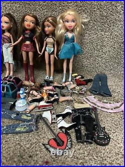 Huge Bratz Doll Lot Of 11 2001 MGA + Clothes Shoes Accessories
