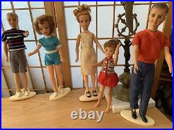 IDEAL TAMMY DOLLS Family LOT 5 Dolls Mom, Tammy, Ted &Pepper Labeled Outfits