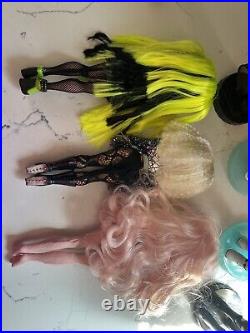 LOL OMG (6)/Rainbow High(3) Dolls Lot + Tons Of Accessories 2 Electronic Pieces