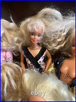 LOT Barbies Mattel Fashion Blonde Dolls Vintage With Clothes + Paradise Kid