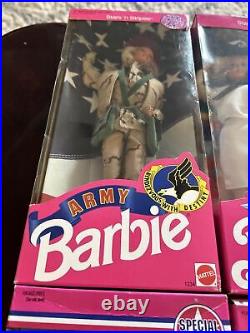 LOT- Mattel Special Edition Air Force, Army, Navy Barbies, brand new, NRFB