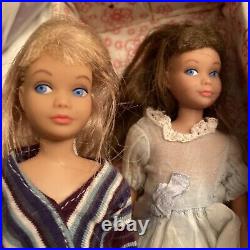 LOT OF 2 Vintage 1960's Skipper Barbie Dolls Withcase & Clothing TLC