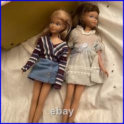 LOT OF 2 Vintage 1960's Skipper Barbie Dolls Withcase & Clothing TLC