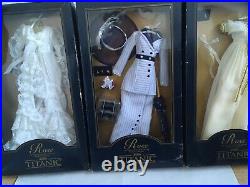 LOT of 3 Franklin Mint 16 Vinyl TITANIC Rose Doll ENSEMBLES Complete OUTFITS