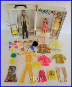 Large Lot Vintage 1960s Barbie & Ken Dolls with Clothes, Accessories, Case