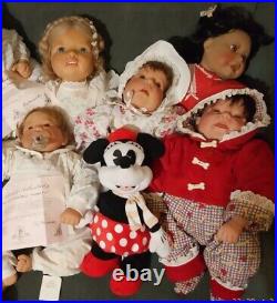Lee Middleton Doll Lot. 6 Vinyl Dolls + 2 Stuffies