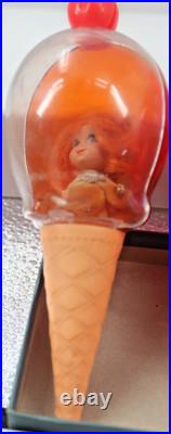 Liddle Kiddle Tutti Fruity, Frosty Mint, and Orange Ice dolls and Kones