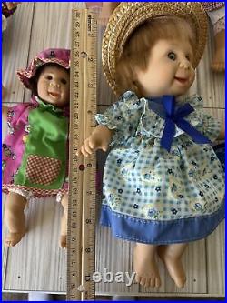 Lot Of 22 Vintage GiGo Toys My Pals Bean Bag Baby Dolls Happy Sad Faces 8 & 10