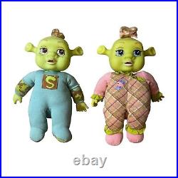 Lot Of 2 MGA Shrek Baby Ogre Laugh Doll Plush Body Vinyl Head Giggling Vibration