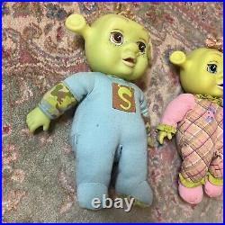 Lot Of 2 MGA Shrek Baby Ogre Laugh Doll Plush Body Vinyl Head Giggling Vibration