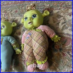Lot Of 2 MGA Shrek Baby Ogre Laugh Doll Plush Body Vinyl Head Giggling Vibration
