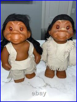 Lot Of (2) Tico Trolls Native American Couple 14 Costa Rica 1984