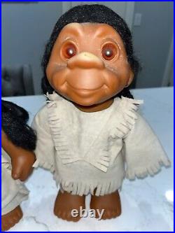 Lot Of (2) Tico Trolls Native American Couple 14 Costa Rica 1984