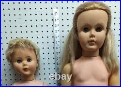 Lot Of 2 Vintage 1960's Companion Sister Dolls 30&34 Playpal Style Redressed